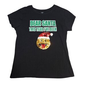 George Sequin Changing Emoji "Naughty & Nice" Christmas Top